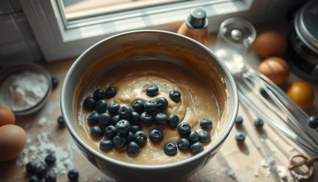 Preparing Blueberry Muffin Batter