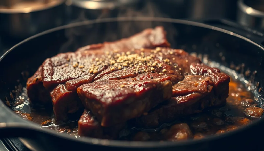 Searing beef short ribs