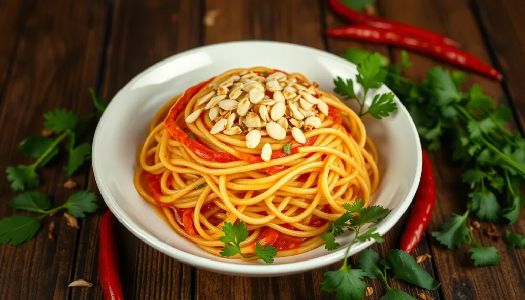 Spicy Szechuan Noodles with Almonds