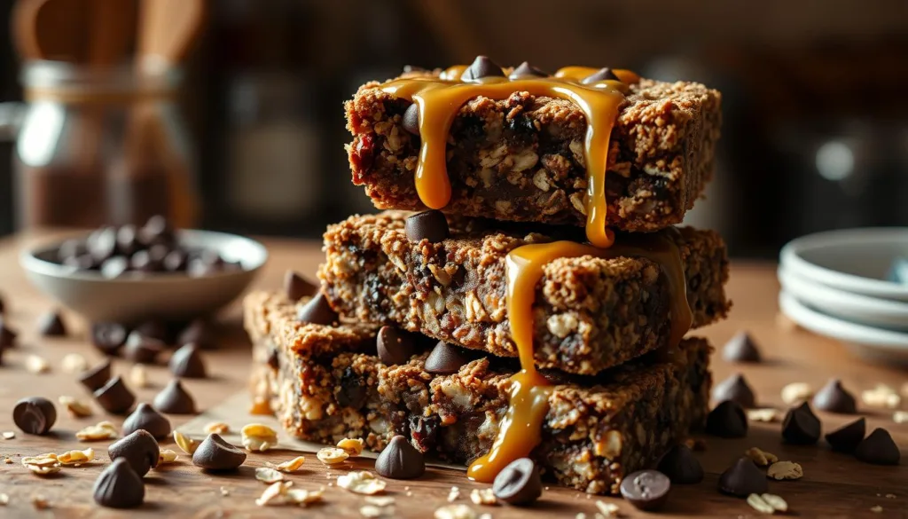 chocal oatmeal chocolate chip caramel bars