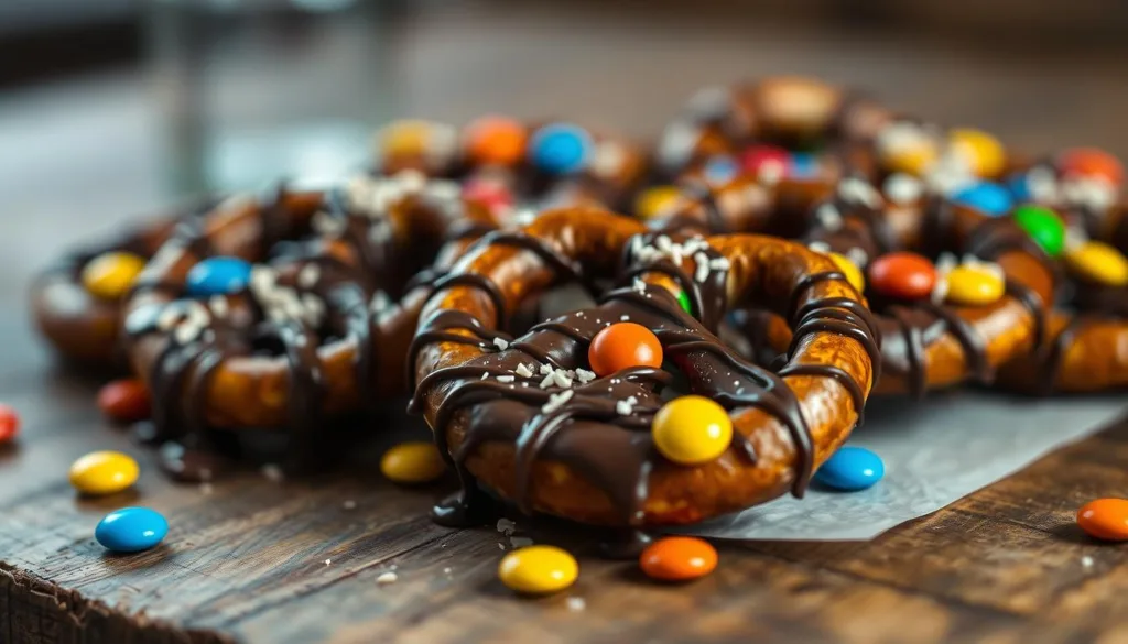 chocolate pretzels with m&m