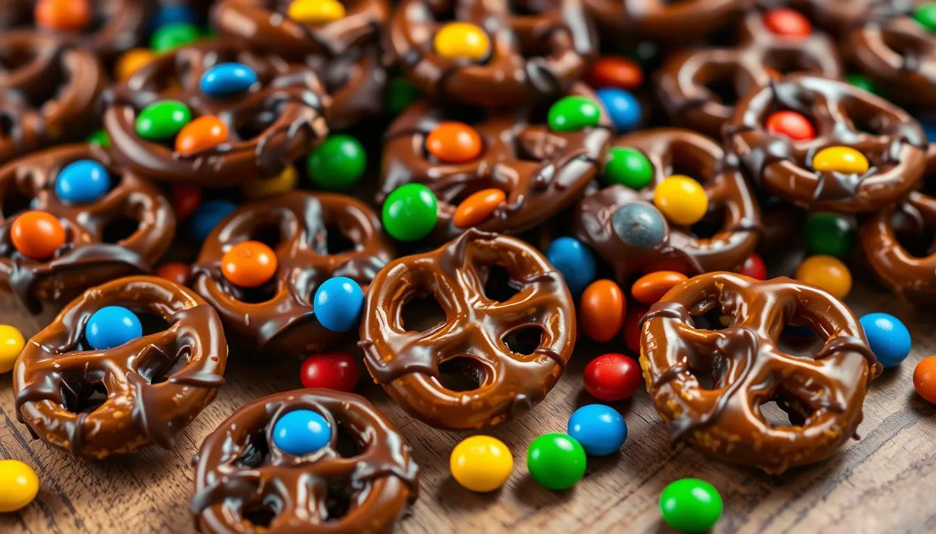 chocolate pretzels with m&m